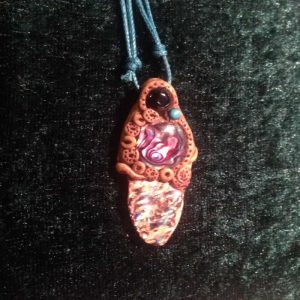 Abalone Paua Shell with dyed pink abalone, black obsidian and turquoise