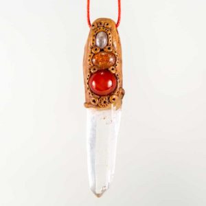 Stunning Laser Wand Quartz with Carnelian, Natural Sun and Moonstone's