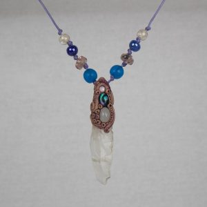 Quartz Point Pendant with Blue Lace Agate and Abalone