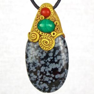 Snowflake Obsidian with Malachite and Red Jasper
